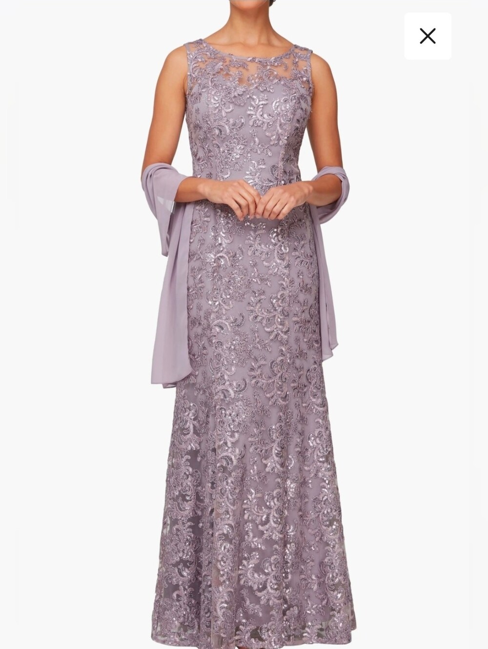 Alex Evenings dress Lavender Lilac Embellished Maxi Gown Size 14  Evening